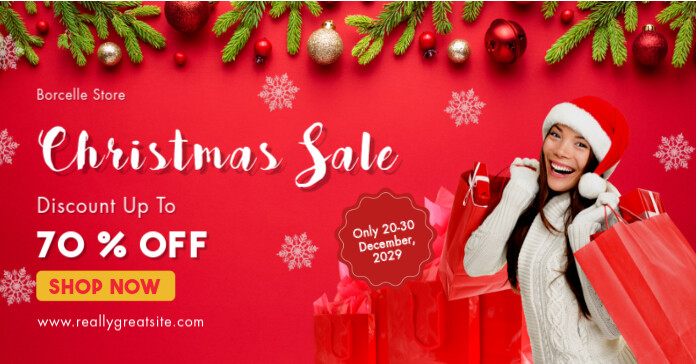 Copy of Red And White Modern Christmas Sale Facebook Cover | PosterMyWall