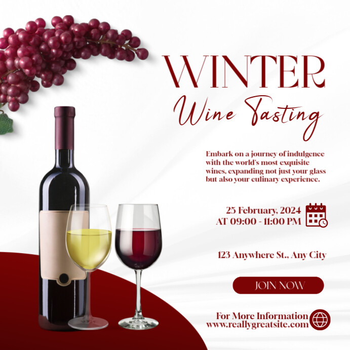 Red And White Modern Winter Wine Tasting Instagram Post template