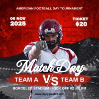 Red and White Morden 3d American Football Day Tournament Instagram Post Logotipo template