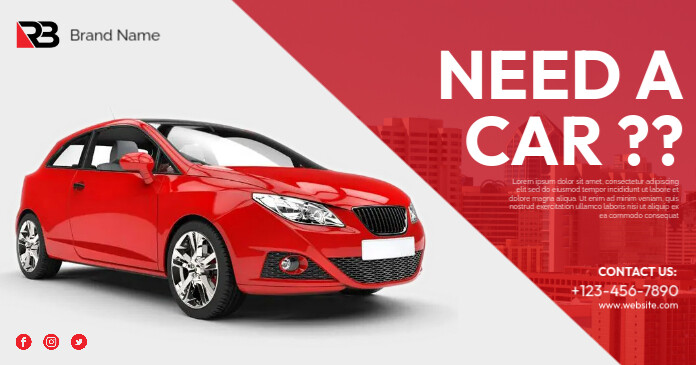 red and White Professional Car Rental Ads Facebook Shared Image ...