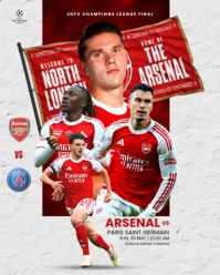 red and white soccer match day Instagram Portrait template