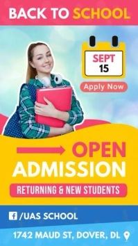 red and yellow back to school digital signage 数字显示屏 (9:16) template
