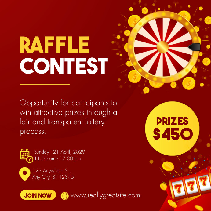 Plantilla de Red and Yellow Illustration Raffle Contest In | PosterMyWall