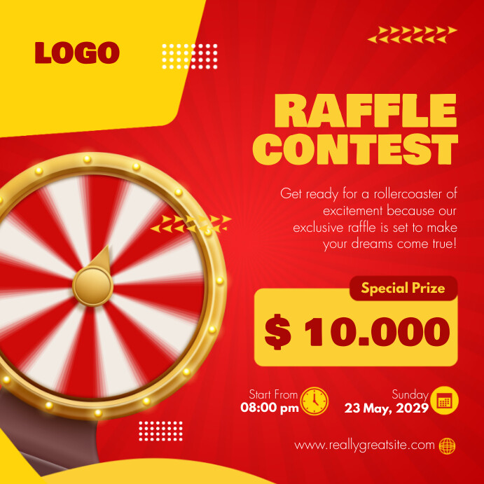 Super Raffle Yellow Plantilla de Red And Yellow Illustration Raffle Contest In | PosterMyWall