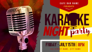Red and Yellow Karaoke Night Facebook Cover V template