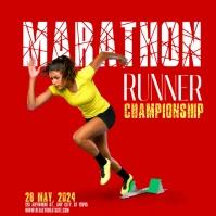 Red and Yellow Minimalist Marathon Runner Ins Instagram Post template