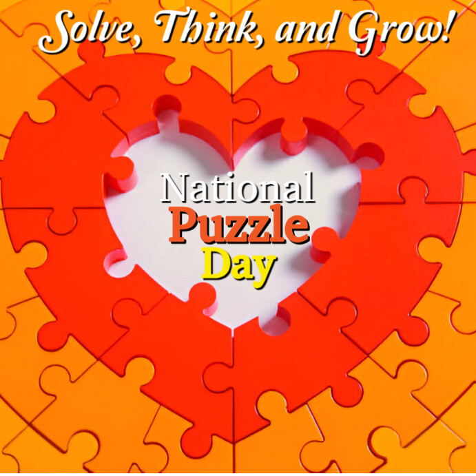 Red and yellow Modern & Minimal National Puzzle Day Instagram Post template
