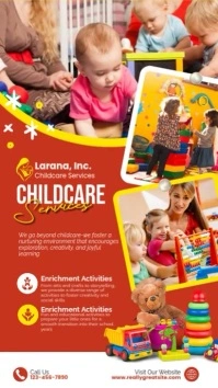 Red and Yellow Modern Childcare Services Flyer Reel Instagram template