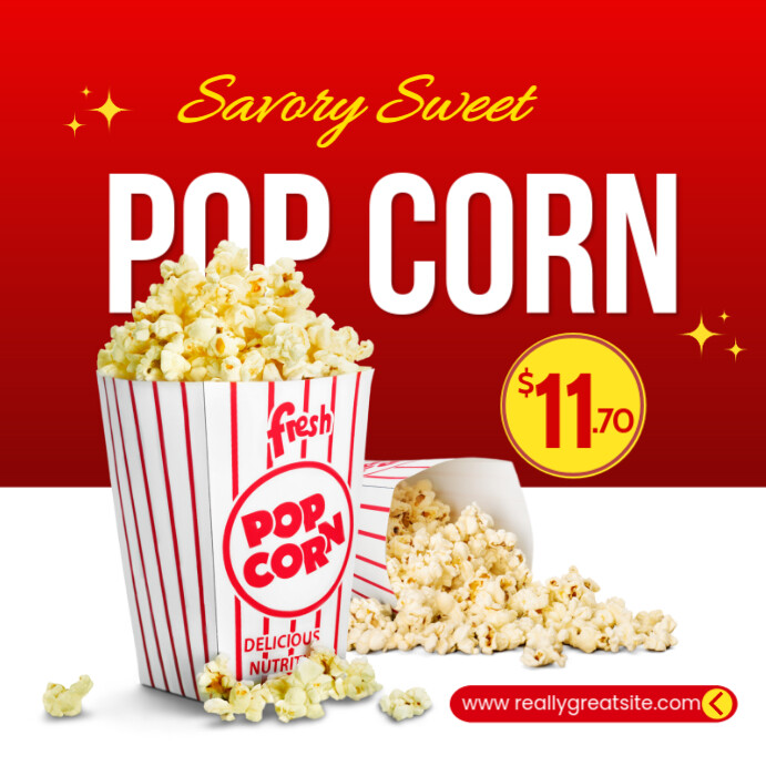 Red and Yellow Popcorn Creative Sale and Promo Instagram Post Template ...