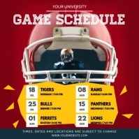 Red and Yellow Sports Schedule Square Video Cuadrado (1:1) template