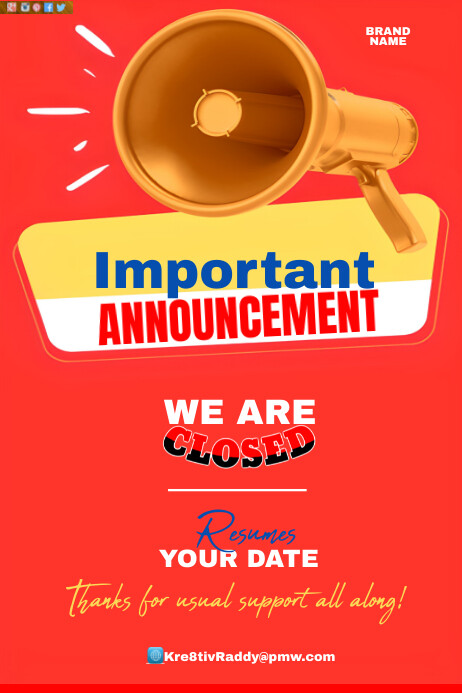 Red Announcement Poster Template | PosterMyWall