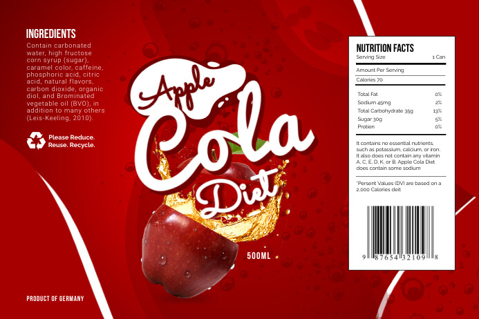 Red apple cola soda bottle label Template | PosterMyWall