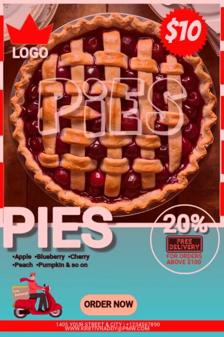 Pie Week Poster Red Apple Pie Day Poster Template | PosterMyWall
