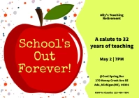 Red Apple Teacher Retirement Invitation Card Postcard template