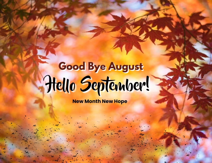 Copy of Red Autumn Background Hello September | PosterMyWall