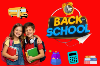 Red Back to School Label Video template