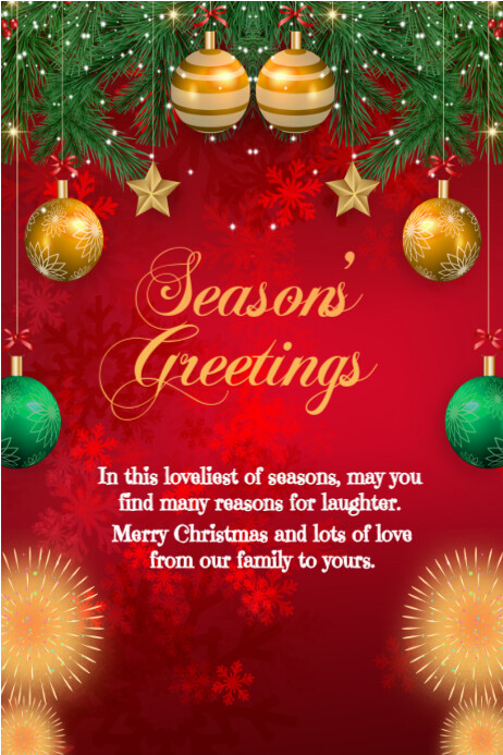 Red Background Christmas Greeting Flyer Plakkaat template