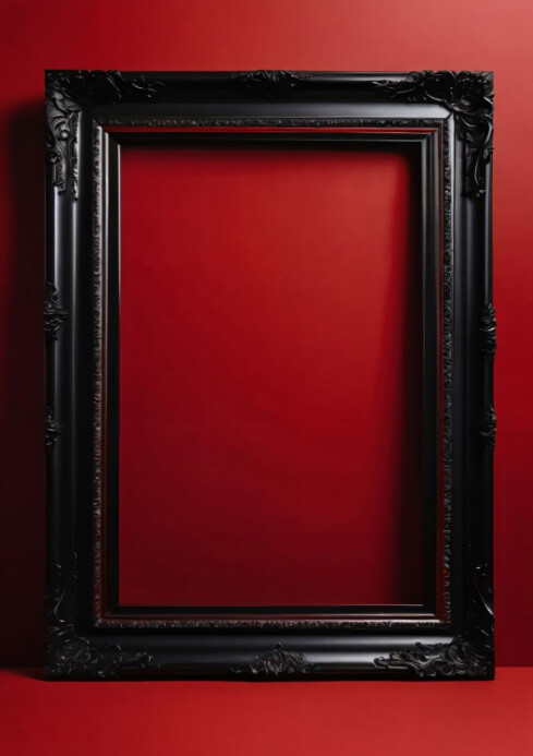 Red Background picture frame Template A4