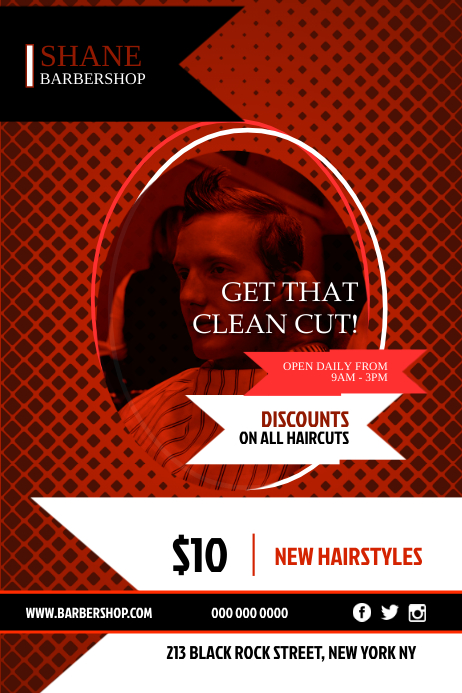 Red Barber Shop Ad Poster Template Postermywall