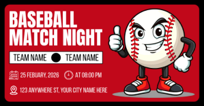 Red Baseball Match Night Facebook Shared Image delt Facebook-billede template