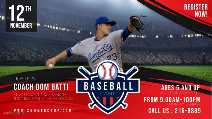 Red Baseball Tournament Video Banner