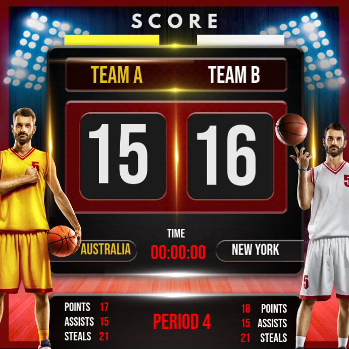 Basketball Scoreboard Template Basketball Scoreboard Printable 36"x24"