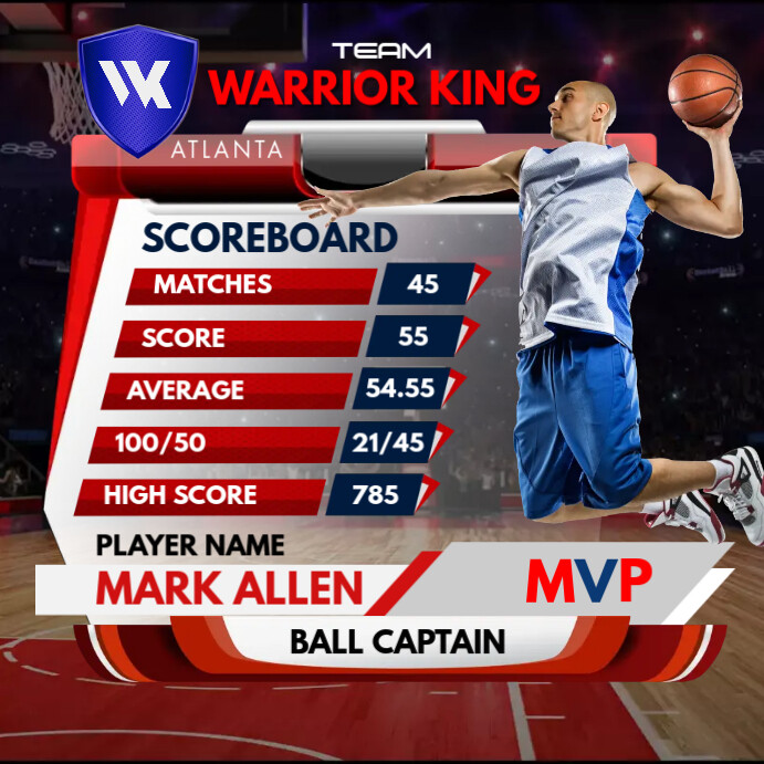 Scoreboard Posts Red Basketball Scoreboard Instagram Post Temp Template | PosterMyWall