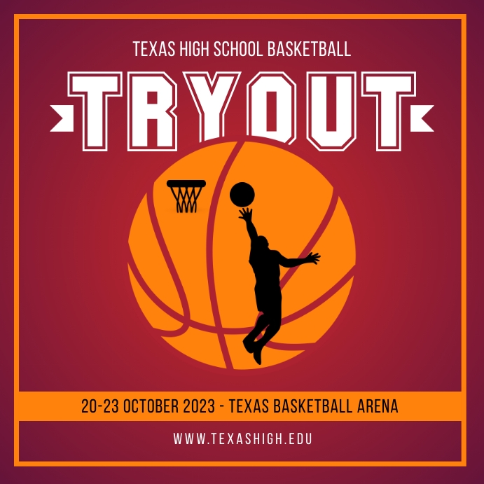 Red basketball tryouts post template
