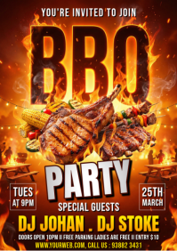 Red BBQ Party A4 template