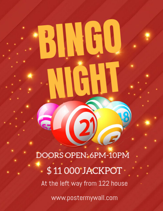 Red  Bingo Night Flyer (us Letter) Pamflet (VSA Brief) template
