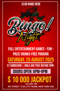 Red  Bingo Night  Poster template
