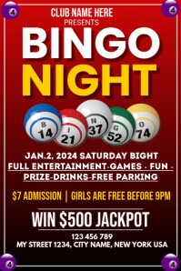 Red  Bingo Night Poster template