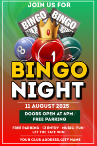 Red  Bingo Night Poster template