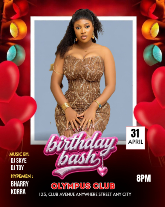 Red Birthday Bash Instagram Portrait Modelo | PosterMyWall
