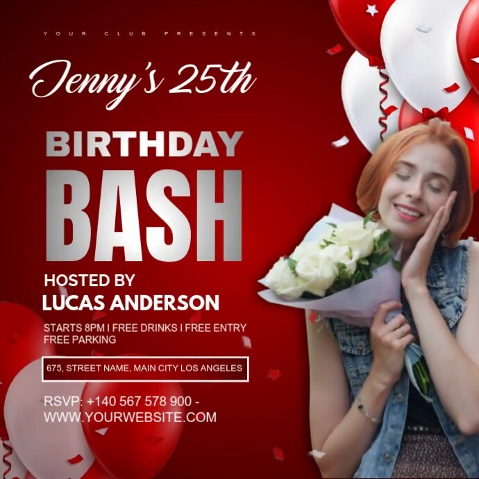 Copy of Red Birthday Bash Instagram Post | PosterMyWall