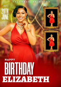 Red Birthday Celebration A5 template