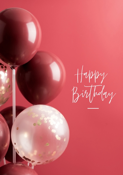 Red Birthday Modern Template | PosterMyWall