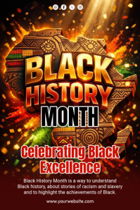 Red Black History Month Celebration Pinterest Graphic template