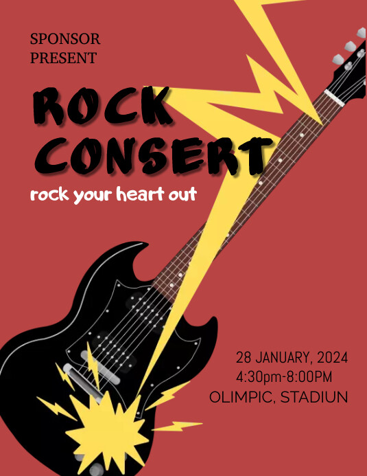 Red Rocker Template RED BLACK ROCK CONSERT Template | PosterMyWall