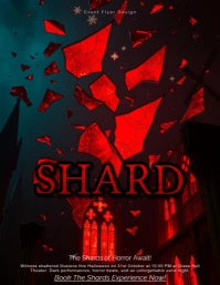 Red Black Shattered Glass Horror Shard Halloween flyer template Pamflet (Letter AS)