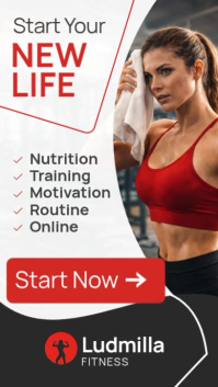 Red Black White Modern Fitness personal training personal branding instagram story video template