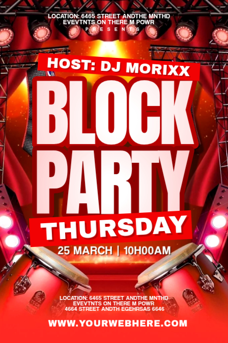 Plantilla de Red Block Party Poster | PosterMyWall