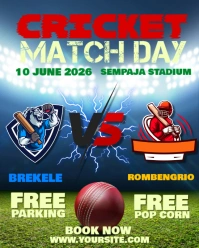 RED BLUE CRICKET MATCH DAY INSTAGRAM POST template