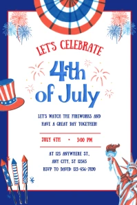 Red Blue White Illustrated 4th of July Invita Grafica Tumblr template