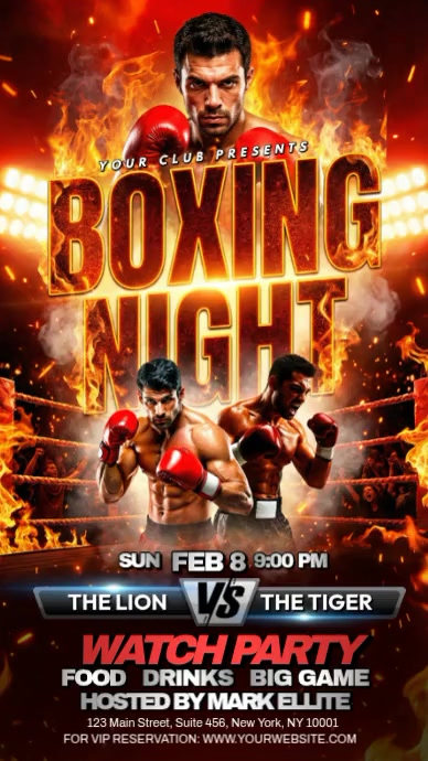Red Boxing Match Event Instagram Story Video Template | PosterMyWall