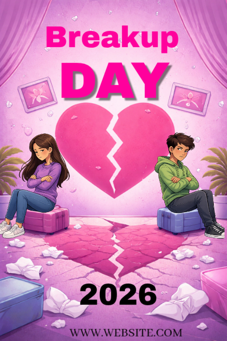 Red Breakup Day Poster Modelo | PosterMyWall