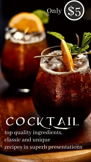Red Brown Decorative Cocktails Presentation I História do Instagram template