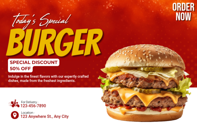 Red Burger Promotion Label Template | PosterMyWall
