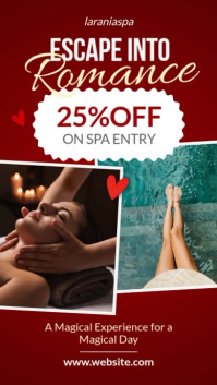 Red Burgundy Romantic Spa Instagram Story Template – Cream Teal Wellness Discount Promotion