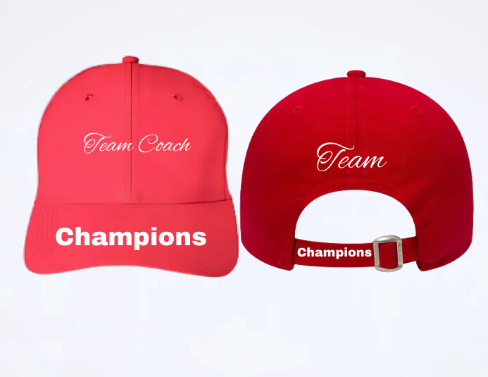 Red Coach Cap Red cap for team and coach Template | PosterMyWall